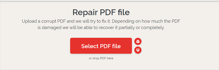 repair pdf generated from word iLovePDF online PDF repair tool upload page