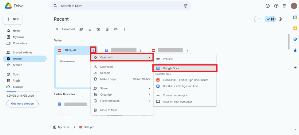 repair pdf in browser Google Drive open with Google Docs PDF repair process