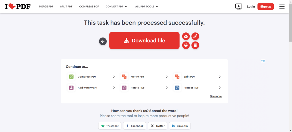 repair pdf instantly download button for repaired pdf file on website