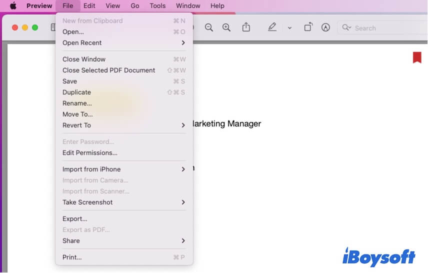 repair pdf on mac Preview app export as PDF menu on Mac