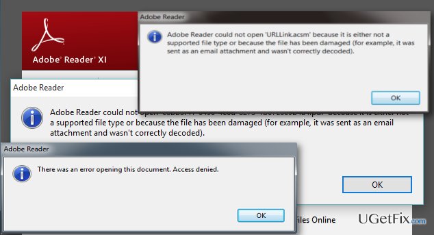 repair pdf on windows PDF error message on Windows 10 screen