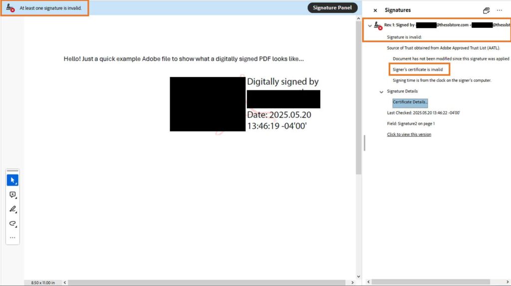 repair pdf signature PDF signature validation error message in Adobe Acrobat