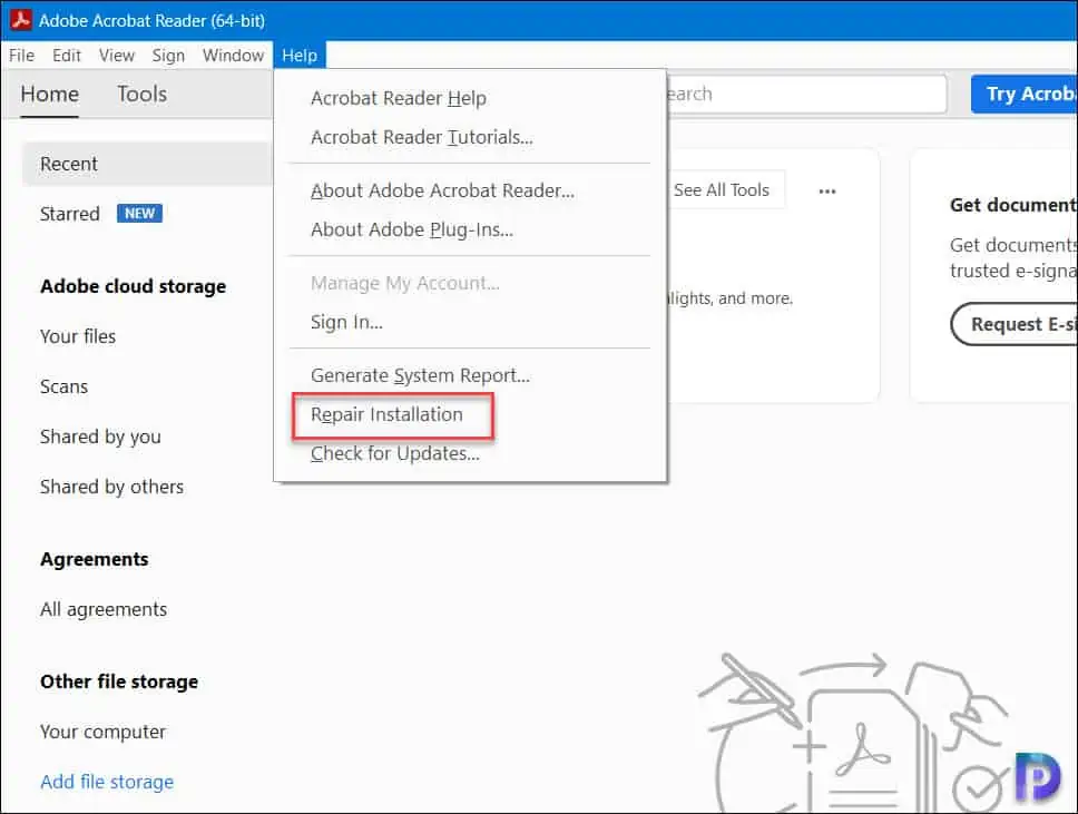 repair pdf under 200mb Adobe Acrobat repair PDF dialog box with repair option