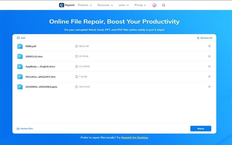 repair pdf under 200mb Online PDF repair website upload form with progress bar