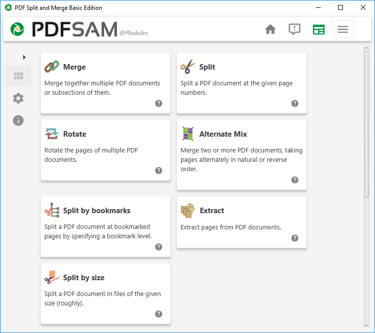 repair pdf under 500mb PDFsam Basic merge PDF window