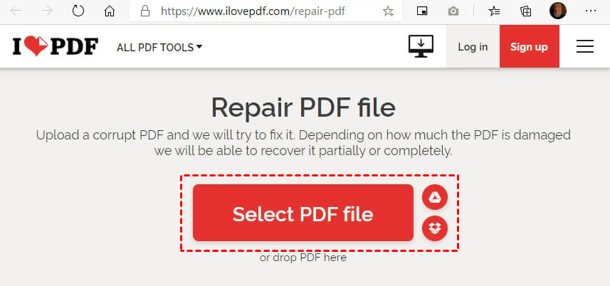 repair pdf without acrobat Screenshot of free PDF repair tool interface showing repair progress