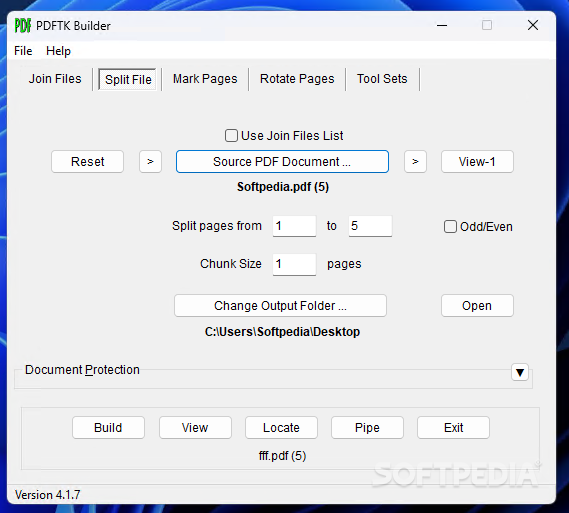 repair small pdf file PDFtk interface extracting pages from PDF screenshot