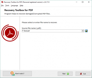 restore pdf file online PDF repair tool website screenshot with upload button