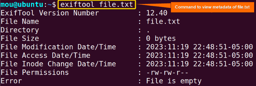 restore pdf metadata Terminal window showing exiftool command with -Title -Author flags updating a PDF file