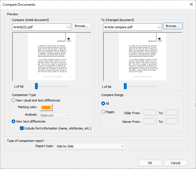 safe pdf repair online Comparison of original corrupted PDF and successfully repaired PDF side by side