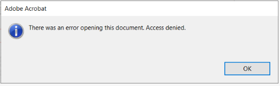 there was an error opening this document pdf repair PDF error message on computer screen
