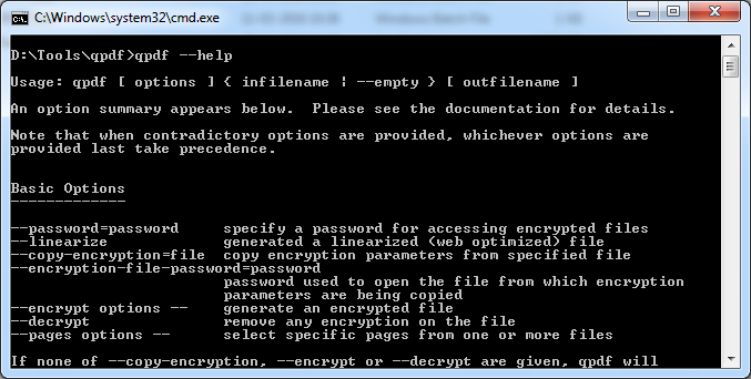 unlock damaged pdf terminal window with qpdf command to decrypt PDF