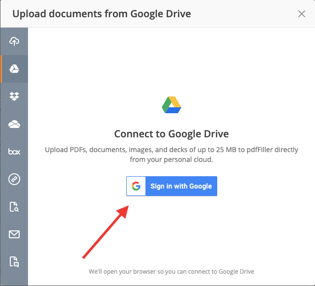 web based pdf repair Google Drive upload dialog with PDF file selected