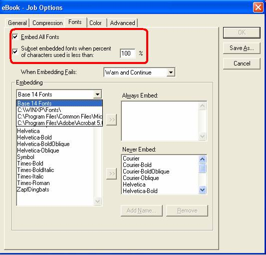 fix pdf text encoding PDF font embedding dialog in Adobe Acrobat showing embed all fonts option
