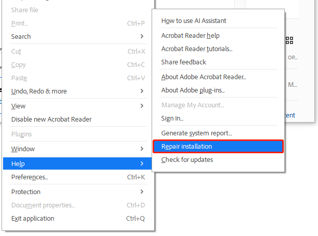 how to fix unreadable pdf Adobe Acrobat Open dialog with Open and Repair option