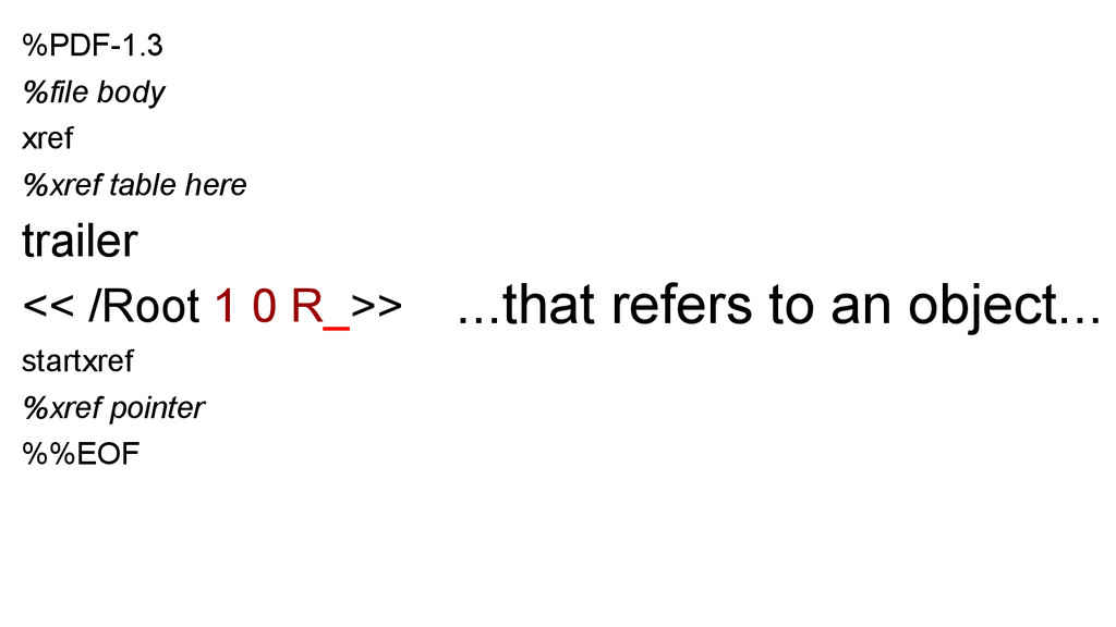 invalid root object pdf repair Hex editor showing xref and trailer section in PDF