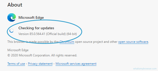 pdf not opening in edge Edge About page showing version and update button