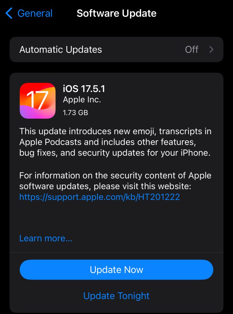 pdf not opening on iphone iPhone Settings app showing Software Update menu with update available