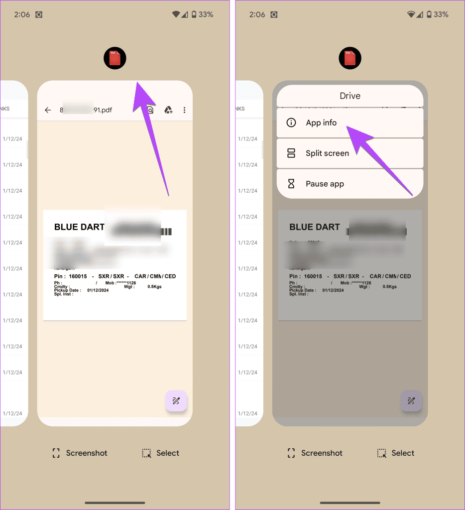 pdf not opening on phone Android phone app info screen clear cache button highlighted