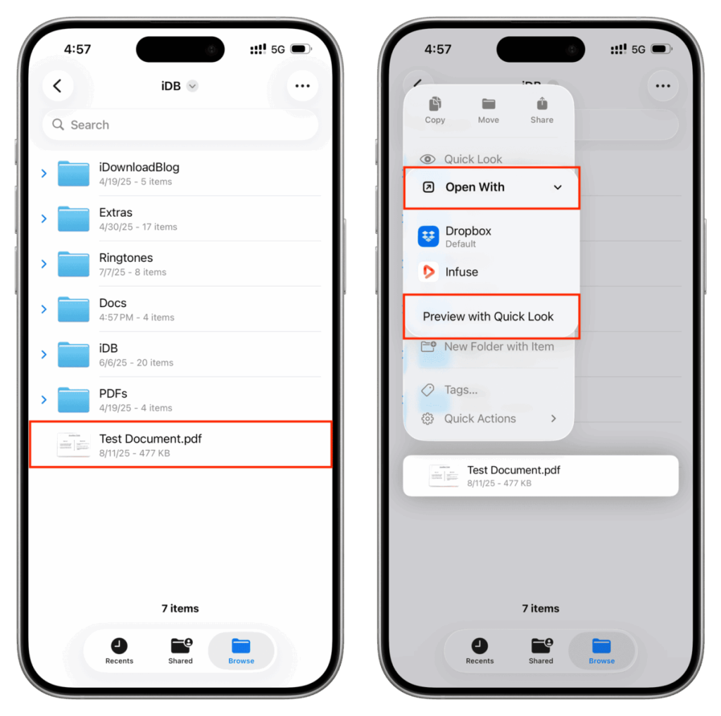 pdf not opening on phone smartphone showing PDF app force close menu popup