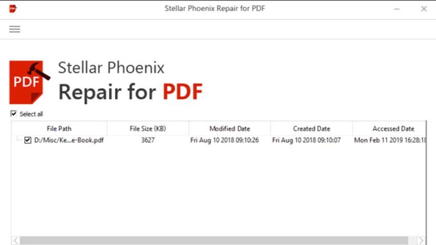 pdf repair for contracts PDF repair software interface recovering contract document