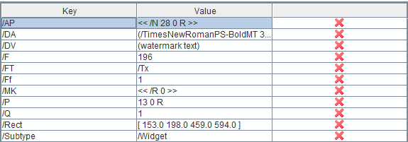 pdf xref stream repair hex editor showing PDF xref table with offsets