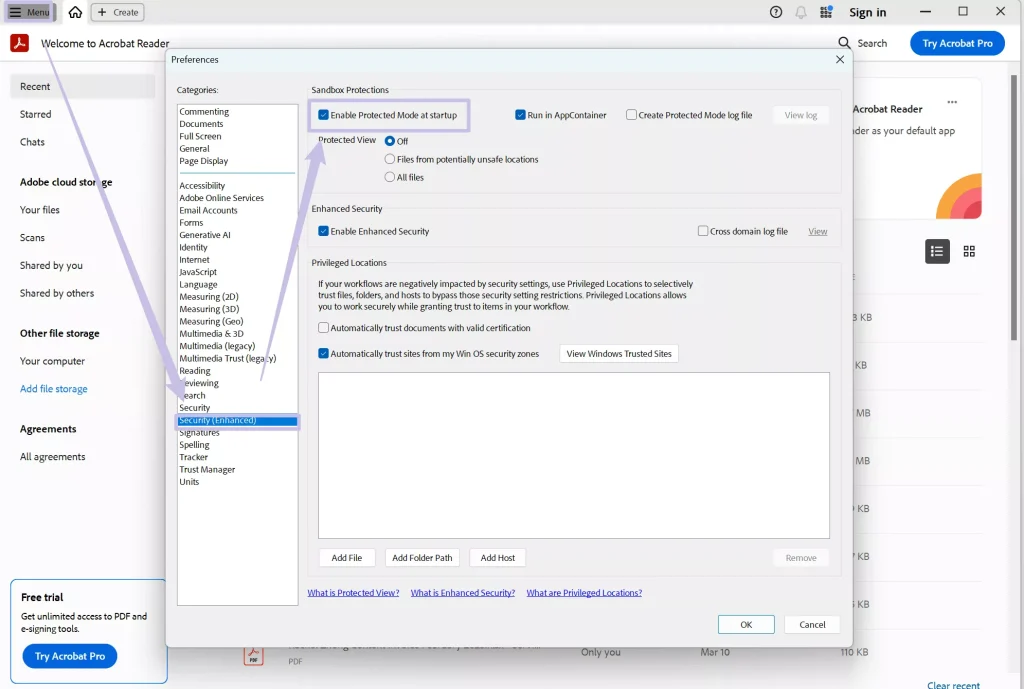 repair password protected pdf Adobe Acrobat remove security settings screenshot