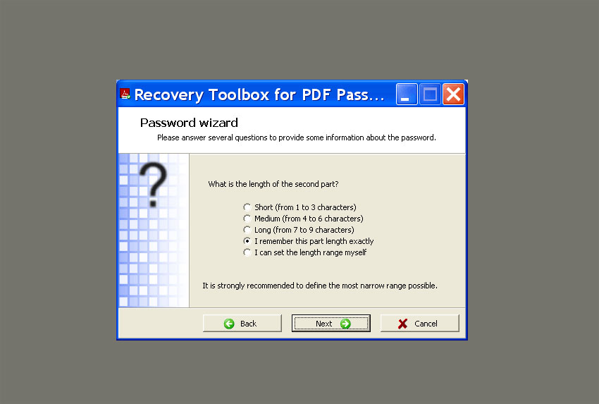 repair password protected pdf password recovery tool interface PDF