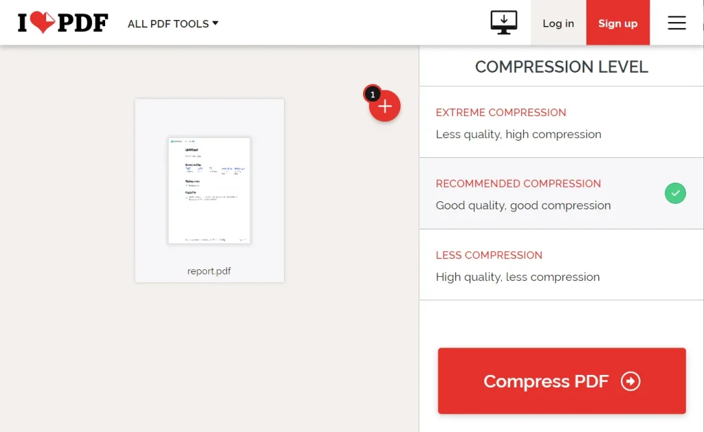 repair pdf after compression iLovePDF repair PDF tool upload interface with file selected