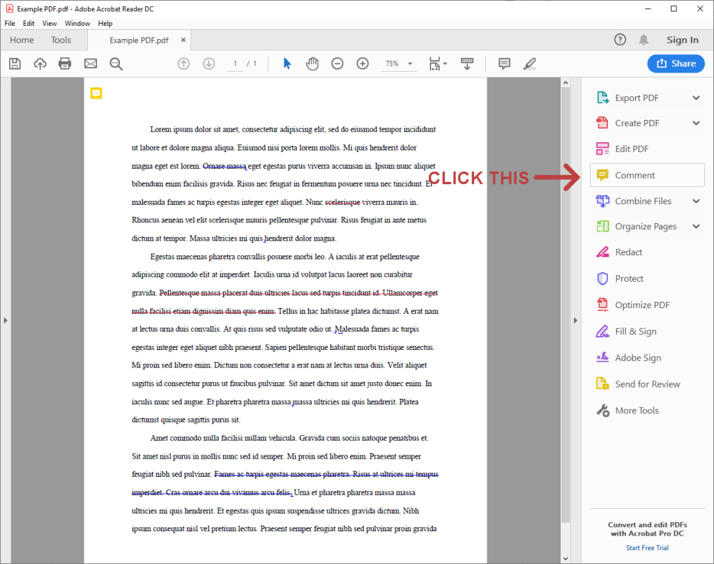 repair pdf annotations Adobe Acrobat Reader comments panel showing list of annotations
