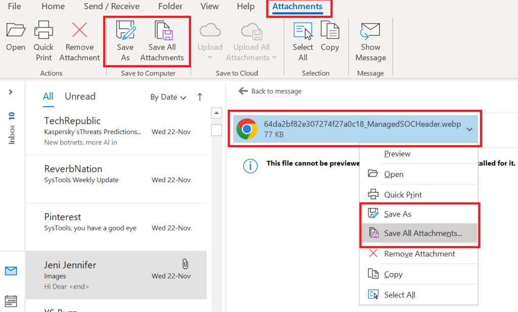 repair pdf attachment person saving email attachment to desktop