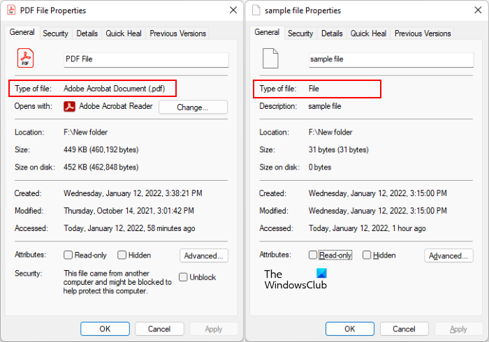test pdf file integrity PDF file properties window showing size and date on Windows