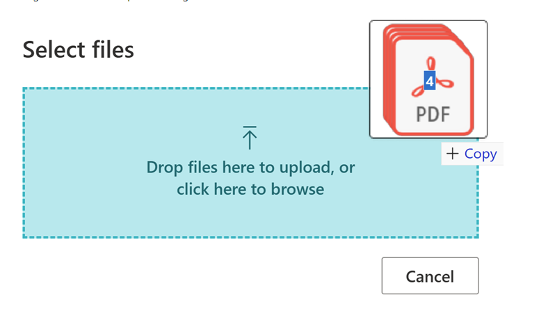 upload pdf to repair Drag and drop PDF upload box with dashed outline